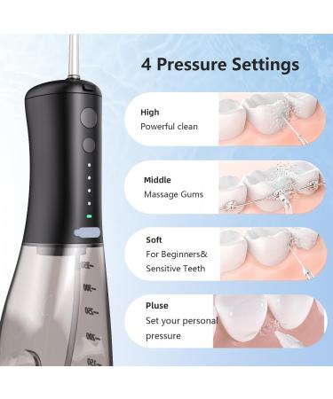 SARMOCARE Cordless Water Flosser - 350ML 4 Modes & Tips | IPX7 Waterproof Rechargeable Oral Irrigator for Home & Travel - Black - Buy Online on GoSupps.com