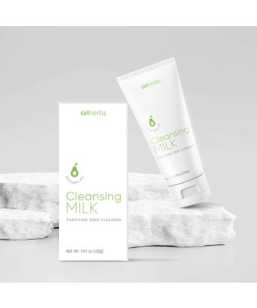 CVI HERBS Cleansing Milk with Avocado Oil Purifying Deep Cleanser for Gentle & Hydrating Face Care 100g