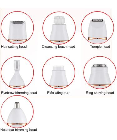 7-in-1 Women's Electric Trimmer & Hair Remover | Rotary Shaving Head Nose & Ear Trimming Brow & Exfoliating Brush - International Shipping Available - Buy Online on GoSupps.com
