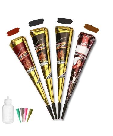 Temporary Tattoo Kit  Tattoo Paste Cone DIY Art Tattoos Painting with free Adhesive Stencils