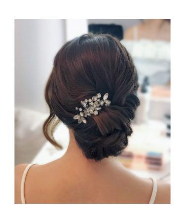 Catery Crystal Bride Wedding Hair Comb | Rhinestone Bridal Side Combs for Women and Girls - Silver - Buy Online on GoSupps.com