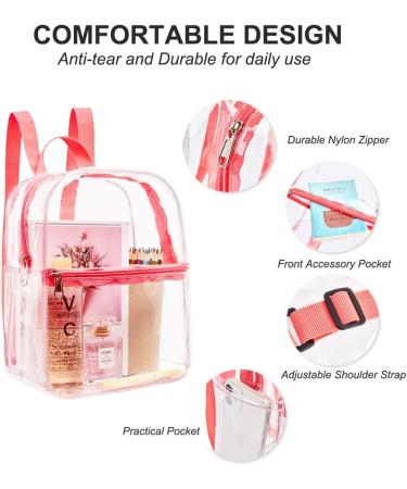 Stadium Approved Clear PVC Backpack - Heavy Duty, Cold-Resistant (Pink) - Buy Online on GoSupps.com
