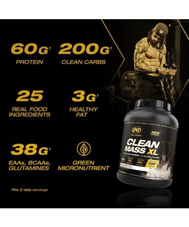 PVL Clean Mass XL | Mass Weight Gainer - Real food ingredients - complete Protein powder - 5LBS - Triple Chocolate Cake Triple Chocolate Cake 5LBS - Buy Online on GoSupps.com