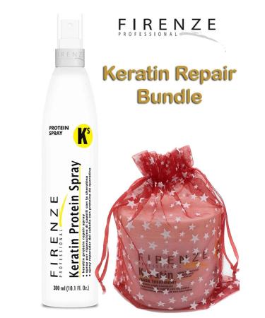 Firenze Professional Keratin Repair Bundle - Keratin Protein Spray & Mask Treatment Pack - 3.37 Fl Oz (Pack of 3) + Free Red Gift Bag - Buy Online on GoSupps.com