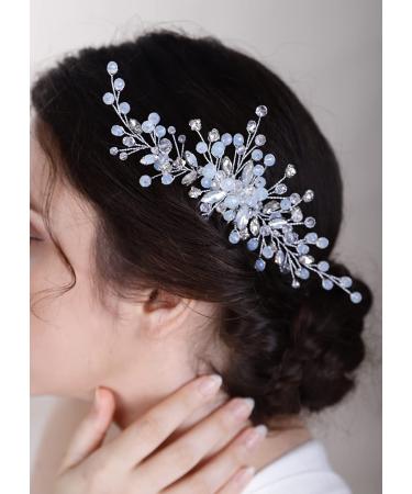 Kercisbeauty Wedding Hair Comb for Bride Bridal Crystal Rhinestones Slide Combs Bridesmaid Hair dress Prom Hair Accessory(Silver)