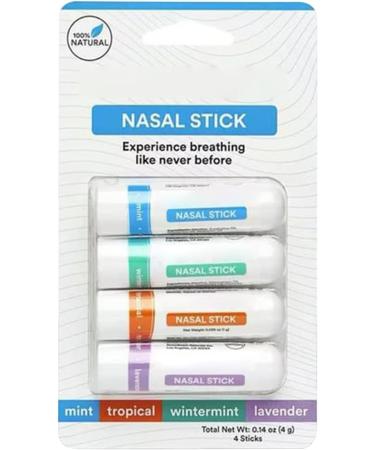 4 Packs Nasal Stick Nasal Inhaler Portable Nasal Congestion Inhaler Organic Refreshing Mints Oils Nasal Stick Refreshing Nasal Stick for Kids and Adults Increase Concentration