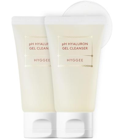 HYGGEE pH Hyaluron Gel Cleanser - Hyaluronic Acid Hydrating Face Wash - pH Balancing Formula for All Skin Types - Hypoallergenic Mild Makeup Cleansing Gel 1.69 fl.oz. x 2 Pack