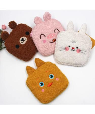 Plush Menstrual Pad Bag - 4pcs Sanitary Paper Pouches, Zipper Coin Purse and Makeup Bag for Women/Girls - Buy Online on GoSupps.com