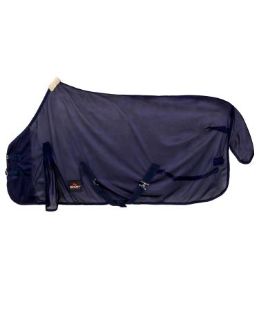Starting blanket for horses with an elastic neck flying corner of cold blood - breathable eczema ceiling with insect's shot light summer blanket and insect protection (dark blue 135 cm) 135 dark blue