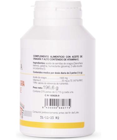 Distribuciones Feliu ANA MARIA LAJUSTICIA Evening Primrose Oil + Vitamin E 275 pearls relieves premenstrual symptoms protects cells against oxidative damage - Buy Online on GoSupps.com