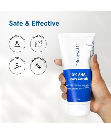 Be_Bodywise 10% Lactic AHA Exfoliating Body Scrub - Tan Removal & Soft-Smooth Skin for Women | 200g - International Shipping Available - Buy Online on GoSupps.com