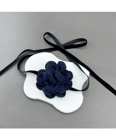 Southjieling Crystal Strass Flower Choker Necklace | Vintage Camelia Flower Lace-Up Chain for Women & Girls | Khaki Wide Cord Jewelry - Buy Online on GoSupps.com