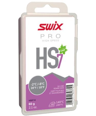 Swix HS07-6 - HIGH Speed Wax - HS7 Violet - 18 to 28 Degrees Fahrenheit - 60g Bar - Fluoro Free - Ski or Snowboard - FIS Approved