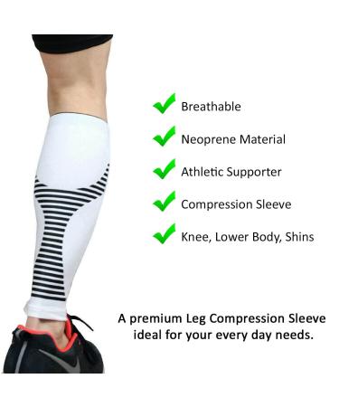 Gemx Calf Compression Sleeve (1 Pair) - Breathable Neoprene Shin Splint Support for Running, Cycling, Hiking - Men & Women - Size M - White - Buy Online on GoSupps.com