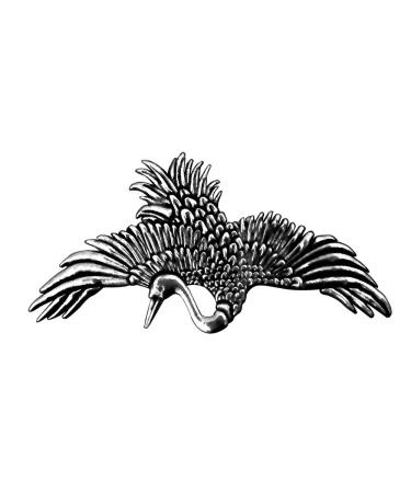 Crane Hair Clip, Small Hand Crafted Metal Barrette Made in the USA with a 60mm Imported French Clip by Oberon Design