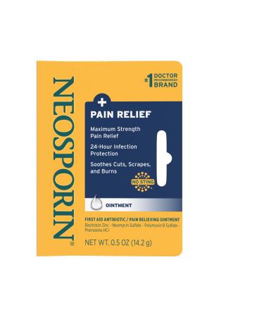 Neosporin + Maximum-Strength Pain Relief Dual Action Ointment First Aid Topical Antibiotic & Analgesic Ointment for 24-Hour Infection Protection with Bacitracin Zinc & Pramoxine HCl.5 oz