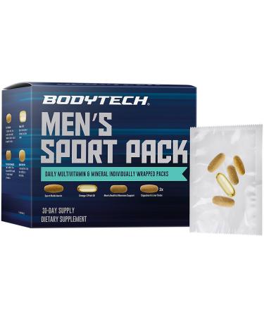 BODYTECH MenaTMs Sport Pack a Daily Multivitamin Mineral & Supplement Packs a Individually Wrapped (30-Day Supply)