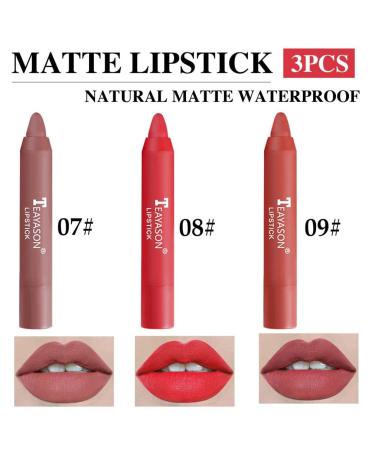 3 Colors Smooth Matte Lipstick Set C - Long Lasting, Waterproof, Non-fading Lip Makeup - Buy Online on GoSupps.com