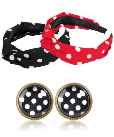 Cute Polka Dot Knote-Headband & Women's Earrings Set - Twisted Hair Bands (Pack of 6) - Stylish Accessories for Girls & Women - Buy Online on GoSupps.com