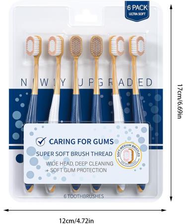 Povanjer Extra Soft Toothbrush - Ultra-Soft Toothbrushes in Six-Pack for Gentle Gum Care | Wide Head Design for Adults - Buy Online on GoSupps.com