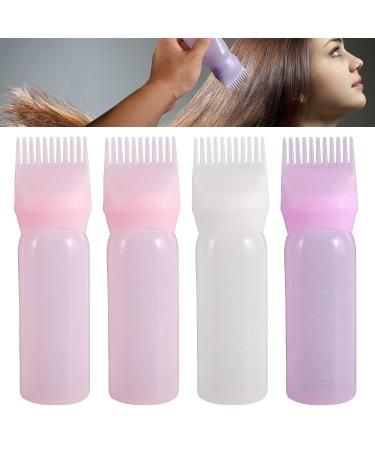 Abnaok Root Comb Applicator Bottle 6 Ounce Applicator Bottle for Hair Dye Bottle Applicator Brush with Graduated Scale- 4 Pack - Buy Online on GoSupps.com
