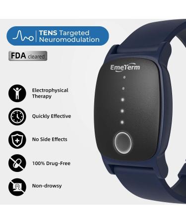 EmeTerm Explore Anti-Nausea Wristband - FDA Cleared, Mint Green, Waterproof - Motion & Travel Sickness Relief - Rechargeable, Drug Free - Navy Blue - Buy Online on GoSupps.com