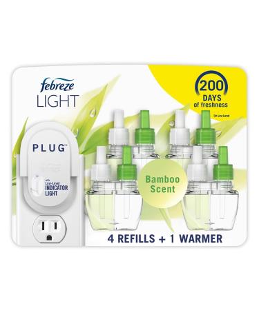 Febreze Plug In Air Fresheners, Light Bamboo, Odor Fighter for Strong Odors, 1 Warmer + 4 Oil Refills - Buy Online on GoSupps.com