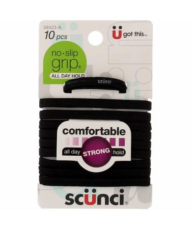 Scunci No Slip Grip Elastics - 10 Pack Black, Strong Hold & Comfortable All Day - Buy Online on GoSupps.com