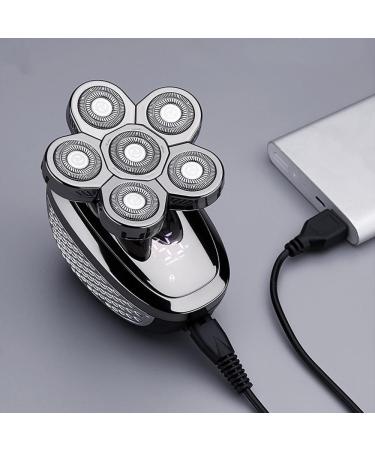 6 in 1 Men's 4D Electric Shaver & Trimmer - Rechargeable Silver Razor with 6 Floating Heads for Beard Nose Ear & Bald Head Grooming - Buy Online on GoSupps.com