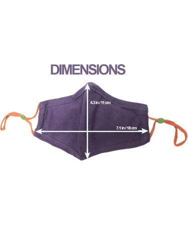 DSCOVER Kids Cloth Face Mask with Adjustable Ear Loops 5 Pack 100% Cotton Washable & Reusable Kids Face Masks Purple - Buy Online on GoSupps.com