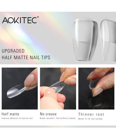 Aokitec 4-in-1 Fake Nail Tips Gel Kit with UV LED Lamp - 504 Coffin Nails, Glue, Clipper, File | Nail Art DIY Set - Buy Online on GoSupps.com