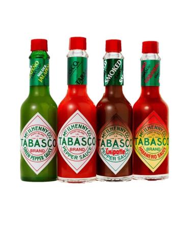 Coffret de 4 sauces TABASCO 4 bouteilles de 60 ml 4 bouteilles en verre de sauce chili 100% naturelle