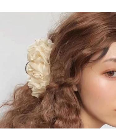 SANGXIU Cute Hairpins with Soft Chiffon Wrinkle Fashionable Women's Hairgrips Eye catching Hair Clip Adornment Unique Hair Claw Beige - Buy Online on GoSupps.com