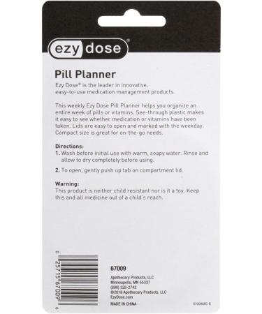 EZY DOSE Weekly Pill Case - 7-Day Medicine Planner & Vitamin Organizer | BPA Free Portable Travel Storage - Buy Online on GoSupps.com