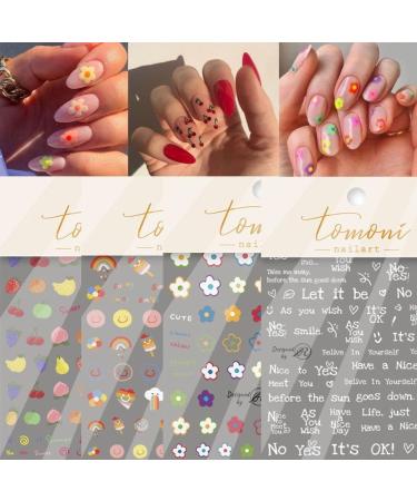 DIY Salon Nail Supplies Nail Art Decorations Nails Sticker for Summer Nail Art Sticker 5D Embossed Nail Stickers Fruits Smile Flowers Letters - Buy Online on GoSupps.com