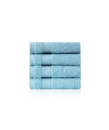 4 Piece 13 13 Soft Turkish Cotton Washcloths for Bathroom Kitchen Hotel Spa Gym & College Dorm | Absorbent and Super Soft Washcloth Set for Body & Face Baby and Adults - Aqua Washcloth Set - 4 pack Aqua