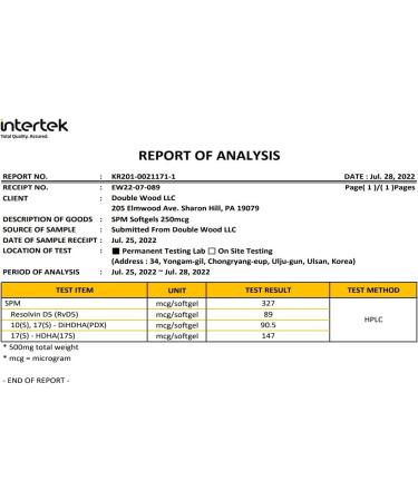 SPM Max (Specialized Pro-Resolving Mediators) 120 Softgels 500mg (Only Product Standardized and Third Party Tested to Contain Active SPMs Check The Supplement Fact Panel) by Double Wood - Buy Online on GoSupps.com