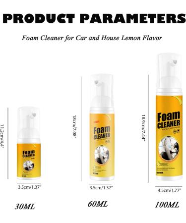 Amplesunshine Foam Cleaner Strong Decontamination Cleaners Spray Multifunctional Car Foam Cleaner Powerful Stain Removal Kit Foam Cleaner for Car and House Lemon Flavor (2Pcs 30ML) - Buy Online on GoSupps.com