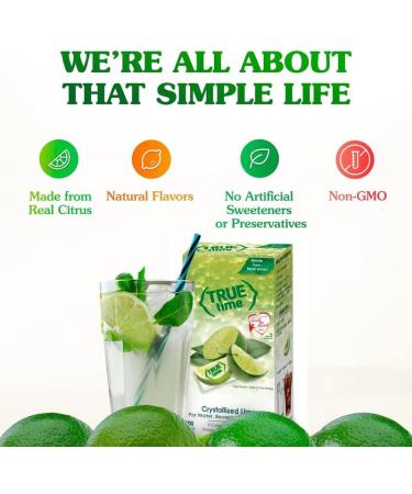 TRUE LIME Water Enhancer (128 Packets | 32 Packets each box x 4) | Zero Calorie Unsweetened Water Flavouring | For Water Bottled Water & Recipes | Water Flavor Packets Made with Real Citrus - 4 Pack - Buy Online on GoSupps.com
