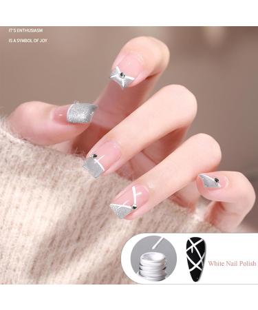 White Nail Polish - White Gel Liner Nail Art - 12ml Gel Liner Nail Art Gel Polish - Soak Off French Tip Manicure Gel UV/LED Gel Polish Pen for Painting Drawing Swirl Nails Home DIY - Buy Online on GoSupps.com