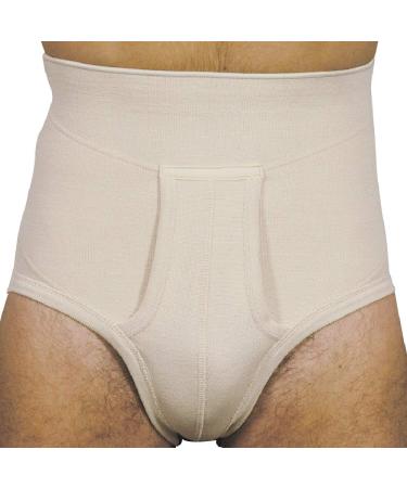 MANIFATTURA BERNINA Derby 65130 - Men's inguinal hernia briefs in cotton with opening XS Beige