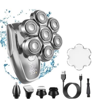 Head Shavers for Bald Men 5 in 1 Electric Shaver with Digital Display 7-Blade Bald Hair Clipper Multifunctional Shaver Kit