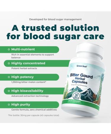 Kreain Nature Blood Sugar Blend with Bitter Melon & Cinnamon Extract Healthy Blood Sugar Levels Metabolic Wellness & Energy Support for Men & Women Vegetarian Non-GMO 45 Capsules - Buy Online on GoSupps.com