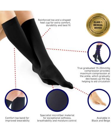 Neo G Travel Compression Socks for Women - XL (43-48 CM) - Graduated Compression, Energizing Inactivity, Flight Companion - Black - Buy Online on GoSupps.com