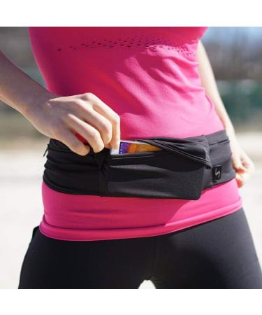 3 Pocket Adjustable Running Belt Waist Pack Fanny Pack for Working Out | Sweat Resistant Backing | Fits All iPhone Models | Black/Black Small/Medium - Buy Online on GoSupps.com