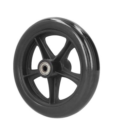 16cm Black PU Wheelchair Wheel Replacement with Metal Ball Bearing Thickened 5-Hole Hub Rollator Solid Wheel Walker Caster Accessory