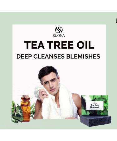 Organic Peppermint Tea Tree Oil Soap Bar - Deep Cleansing Face & Body Wash | Activated Charcoal & Peppermint Oil | Refreshing Essential Oils for Men, Women, & Teens - Buy Online on GoSupps.com