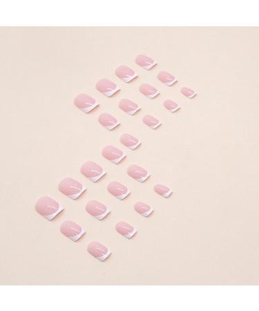 24 Pcs French False Nails - Nude White Square Press On Nails for Women & Girls - Full Cover French Fake Nails for Nail Art - Buy Online on GoSupps.com