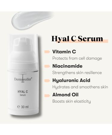 Dermaroller Hyal C Serum - Hyaluronic Acid & Almond Oil for Deep Moisturization Wrinkle Reduction & Skin Support - 1 oz - Shop Now - Buy Online on GoSupps.com