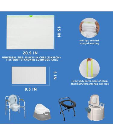 Fengle 60 Pack Commode Liners with Absorbent Pads - Portable Toilet Bags for Seniors, Disabled, Camping - Bedside Chair Buckets & Bedpans - Buy Online on GoSupps.com